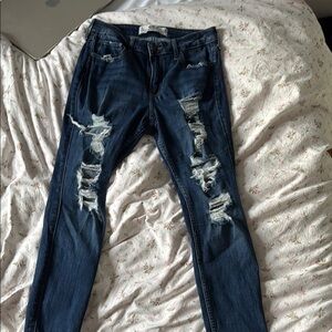 Women's Distressed Blue Jeans